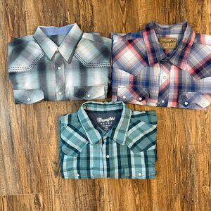 3 Wrangler Retro Liquidwest Western Pearl Snap Rodeo Shirts XXL